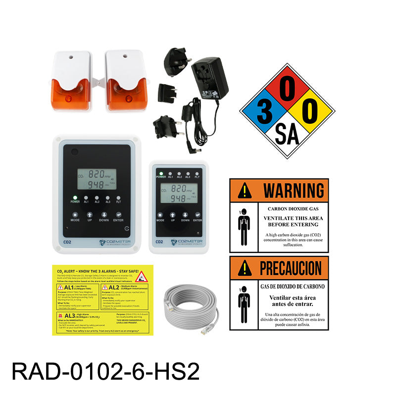 RAD_01026_HS2__Remote Carbon Dioxide CO2 Storage Safety 3 Alarm + CM-HS2 Horn Strobes
