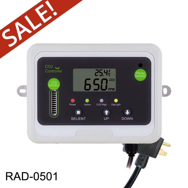 Day Night CO2 Monitor & Controller for Greenhouses, Grow Rooms