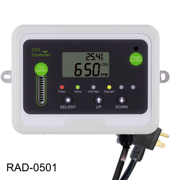 Day Night CO2 Monitor & Controller for Greenhouses, Grow Rooms
