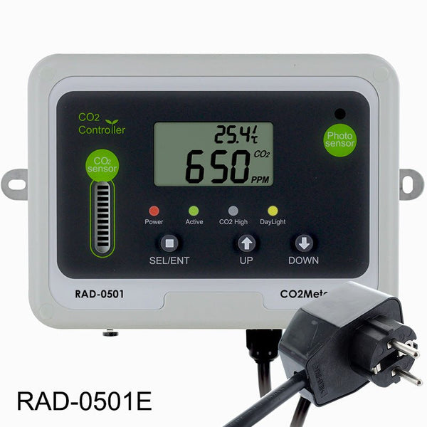 CO2 Monitor & Controller for Greenhouses with European Schuko